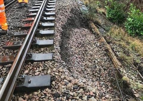 The landslip has closed all lines between Horsham and Dorking. Photo courtesy of Network Rail