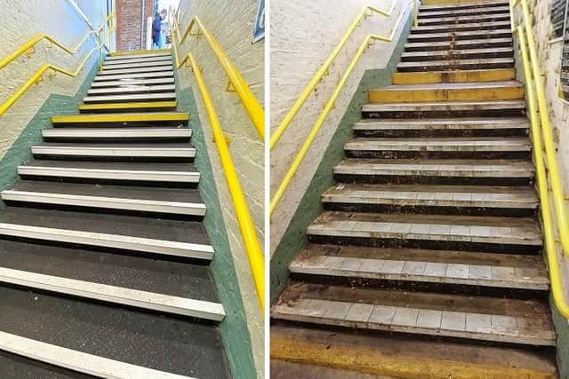 Before and after: Stairs at Emsworth station