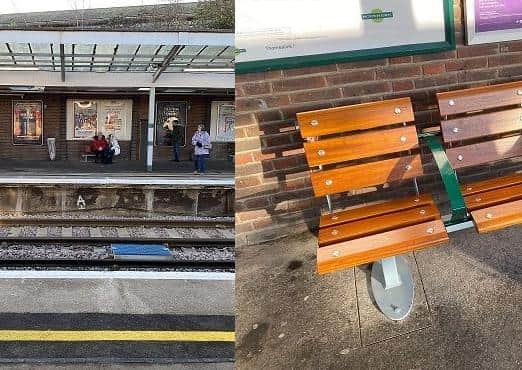 Before and after: The benches at Chichester railway station