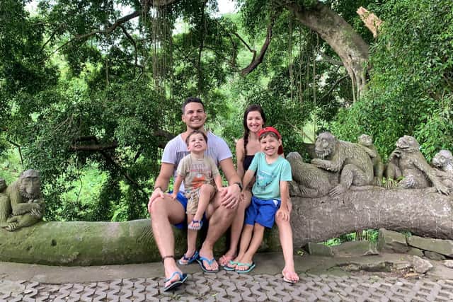 Rory and Isabel Neighbour, with their children Lucas and Nico, on holiday in Bali