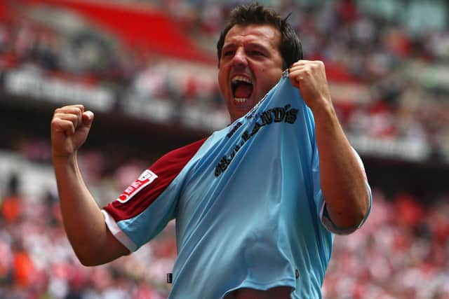 Robbie Blake in his Burnley days - pictured at Wembley after the Clarets won promotion to the Premier League / Picture: Getty