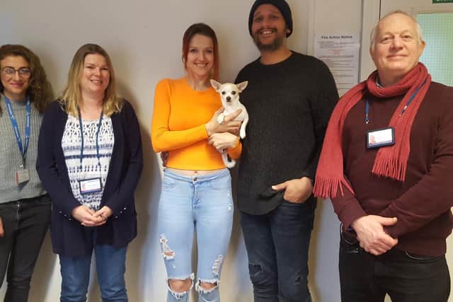 Holly, Claire and Ryan from Turning Tides with Gemma, Dale and their dog Missie