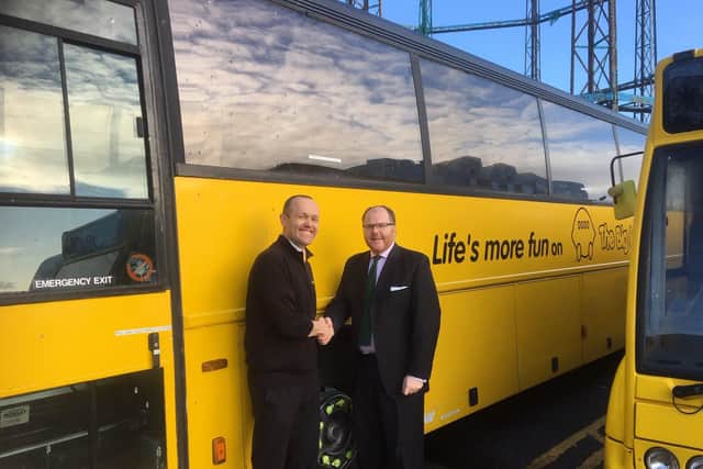 George Freeman MP during his visit to the Big Lemon bus company