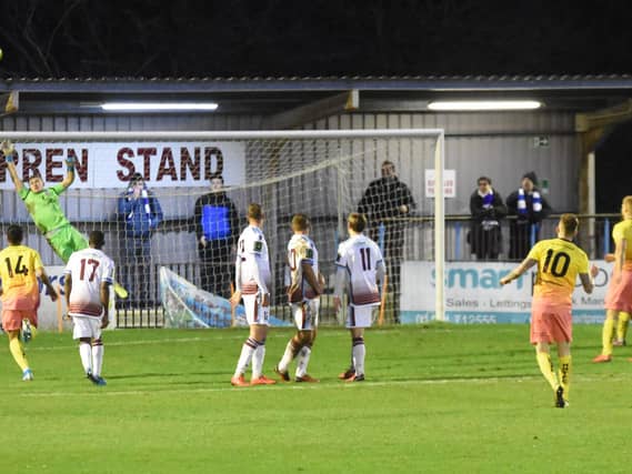 Ryan Warwick watches his free kick go over the crossbar.