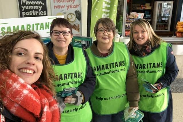 Supporter Sophie Badman with Worthing Samaritans at Worthing Railway Station for Brew Monday, the charity's take on Blue Monday