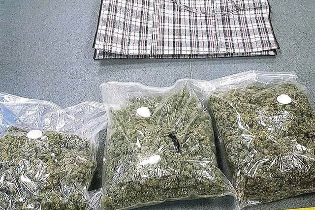 A quantity of cannabis was found in Hodgins' car. Picture: Sussex Police