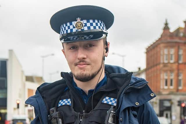 PCSO Apprentice Jake Greathead in Eastbourne town centre. Picture: Sussex Police