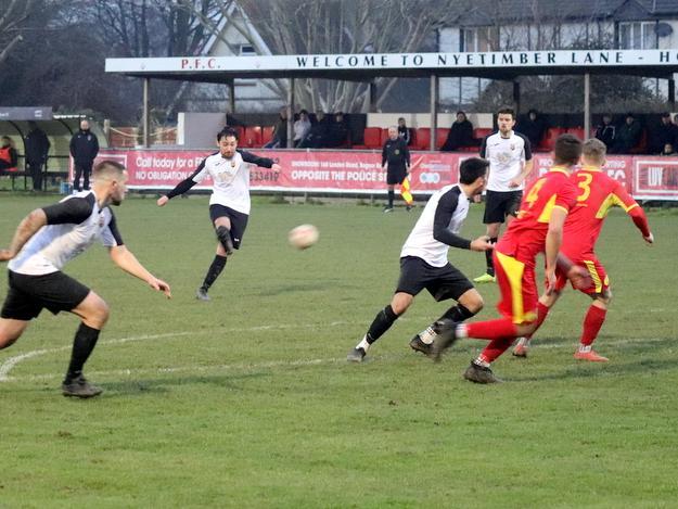 Pagham take on Newhaven at Nyetimber Lane / Picture: Roger Smith