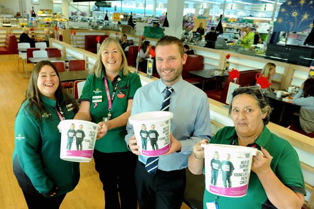 Alison Whitburn, community champion, second left, and colleagues supporting CLIC Sargent at Morrisons Littlehampton
