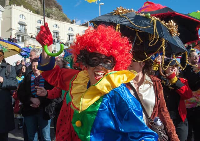 Colourful scenes at the Umbrella Parade from 2018. Photo by Frank Copper