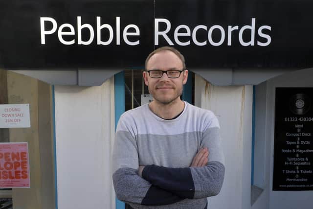 Michael Kearton at Pebble Records in Eastbourne (Photo by Jon Rigby)