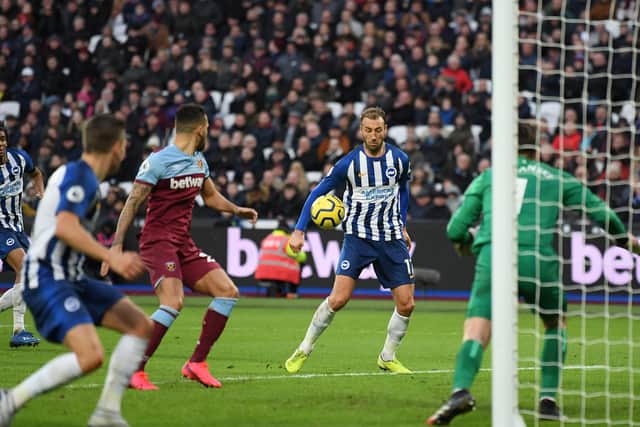 Glenn Murray's goal was originally ruled-out for a handball but the decision was overturned by VAR and the goal was given