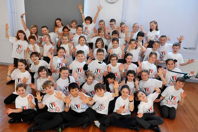 Glebe Primary School pupils in their t-shirts for Young Voices. Picture: Steve Robards SR20020601