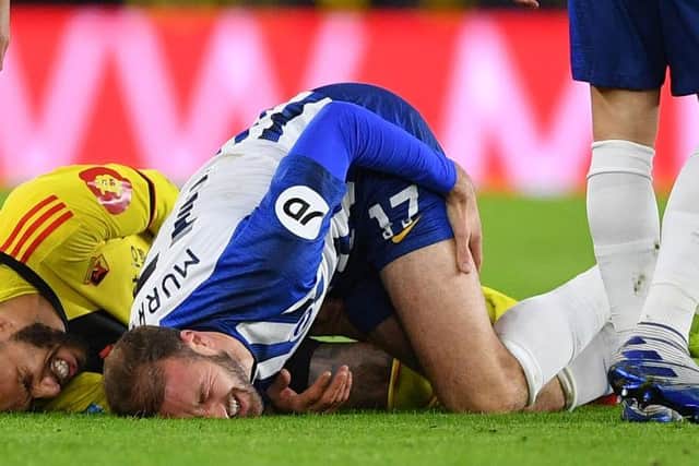 Brighton's Glenn Murray was in the thick of the action against Watford
