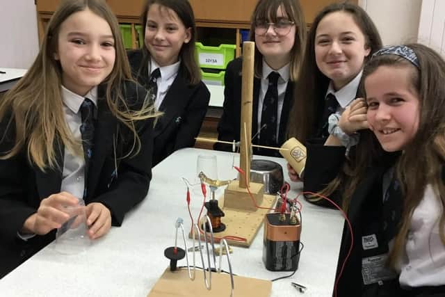 Durrington High School students building a buzz wire game