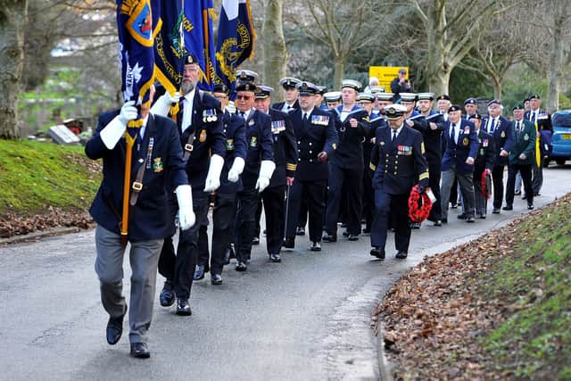 Parade of Navy veterans in Durrington to mark a Second World War victory.  Pic Steve Robards SR20021701 SUS-200217-160712001