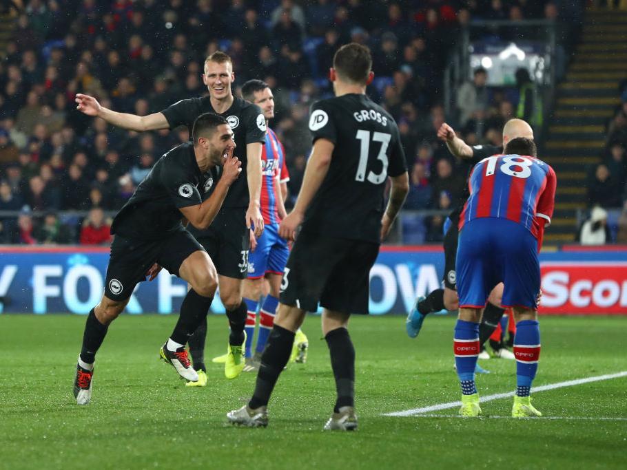 Neal Maupay celebrates his goal against Crystal Palace