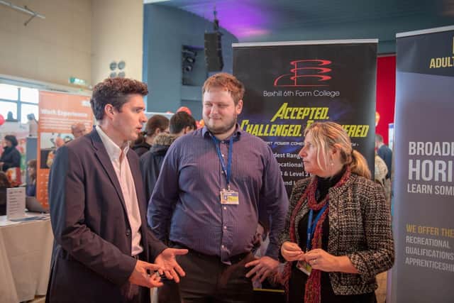 Huw Merriman MP with Bexhill College, one of the main fair sponsors SUS-200214-142609001