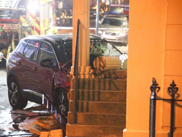 A car collided with a building in Bedford Place, Brighton SUS-200215-131550001