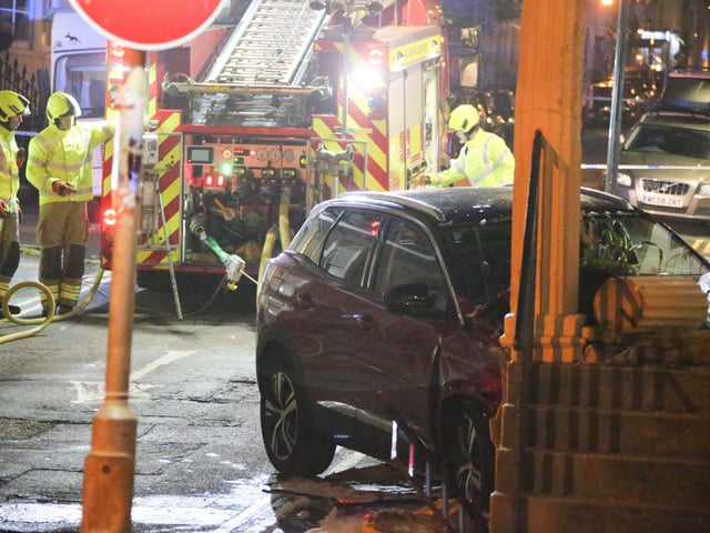 A car collided with a building in Bedford Place, Brighton SUS-200215-131538001