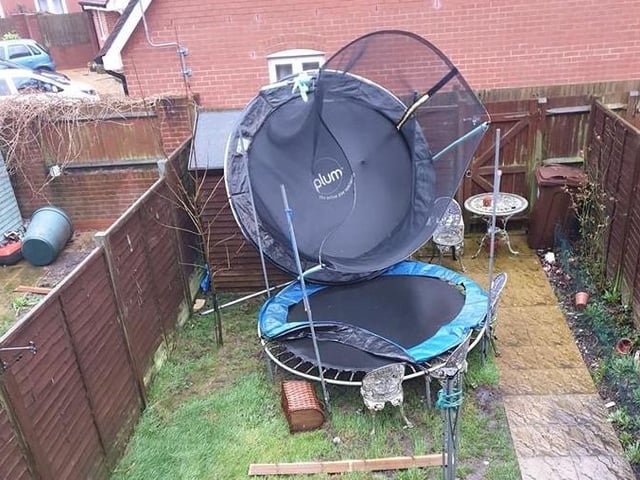 Samii North ended up with two trampolines in her garden in Eastbourne SUS-200216-143605001