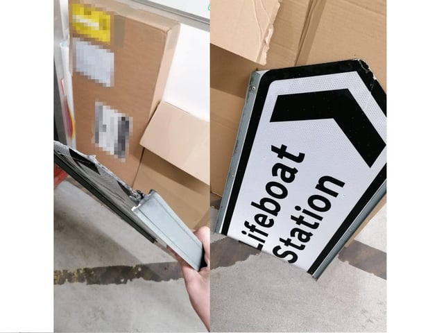 A snapped Lifeboat Station sign was found in Gibbon Road, Newhaven SUS-200216-143615001