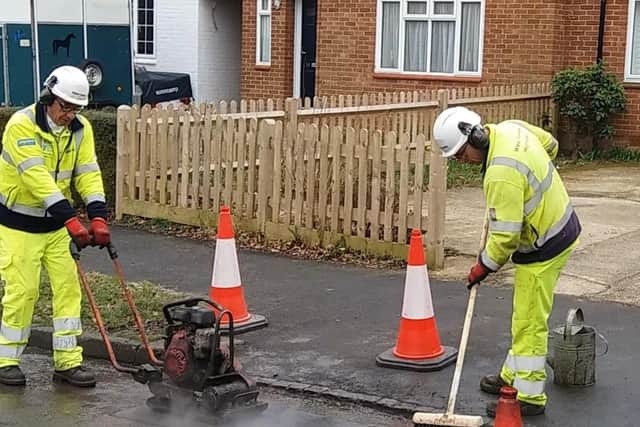 A pothole repair team in action. Picture: West Sussex County Council