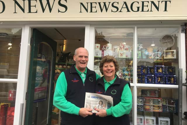 Mick and Joyce Tidy outside their shop in St Martin's Street