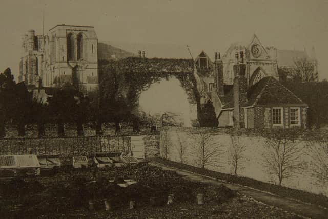 Chichester Cathedral with no spire after the collapse in 1861
