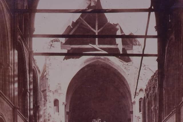 Inside Chichester Cathedral after the spire collapsed in 1861