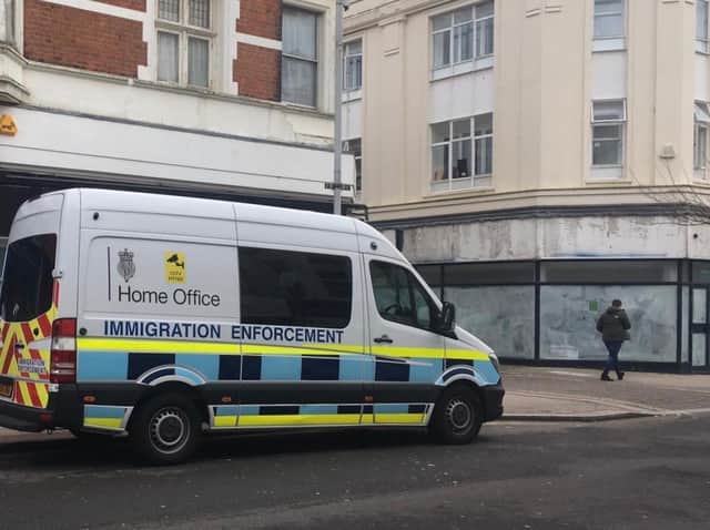 An immigration enforcement vehicle was parked in Chapel Road on February 21