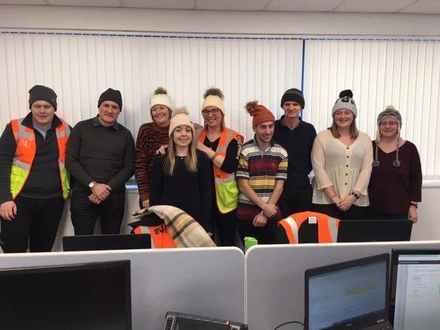 Woolly Hat Day at World of Books in Worthing