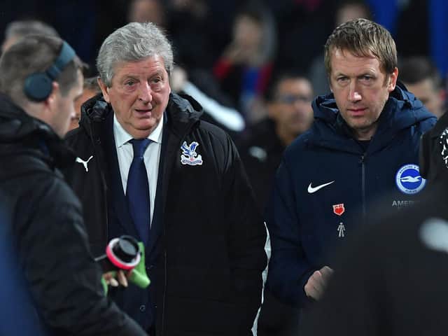 Roy Hodgson and Graham Potter will go head to head once more as Brighton welcome Crystal Palace to the Amex Stadium on Saturday
