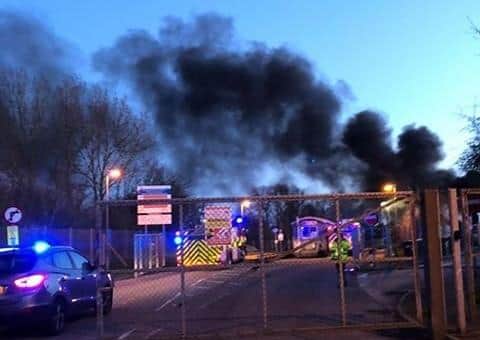 The fire at the Westhampnett recycling site. Photo by Lewis Russell