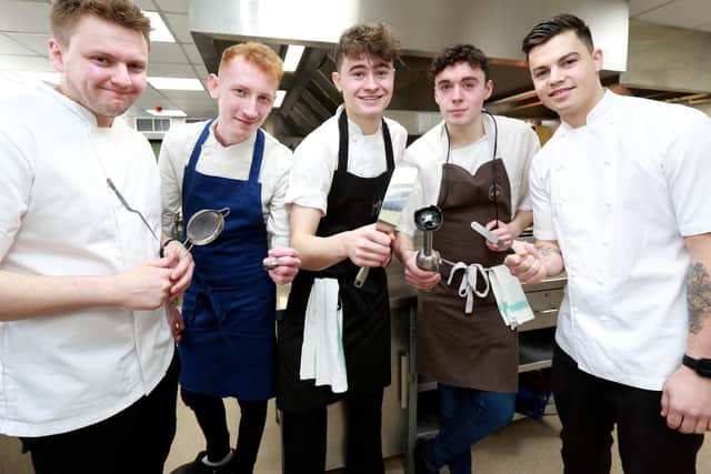 Tom Thwaites, Charlie Simmons, Joe Murphy, Dan Ibbotson and Freddie Innes at the Sussex Young Chef of the Year 2020 Cook Off