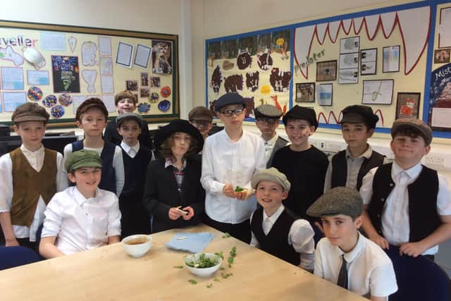 The 11-year-old boys had beef dripping, bread and cress after doing manual labour. Picture: Steyning Primary School
