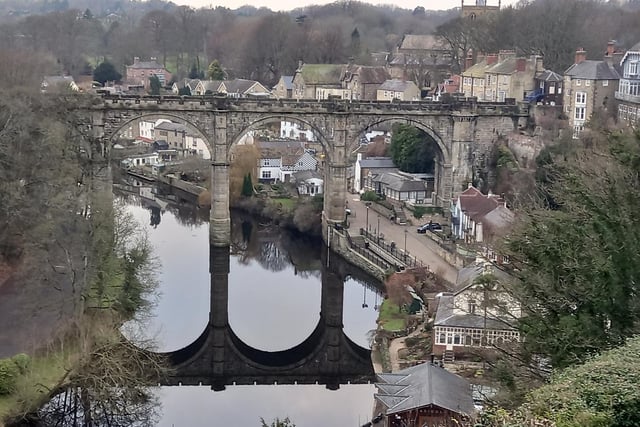 A perfect reflection of Knaresborough Viaduct taken by Bob Mansfield, from Harrogate.