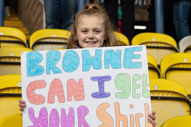 This young Preston North End fan sends out a message to Lilywhites skipper Alan Browne at Peterborough.