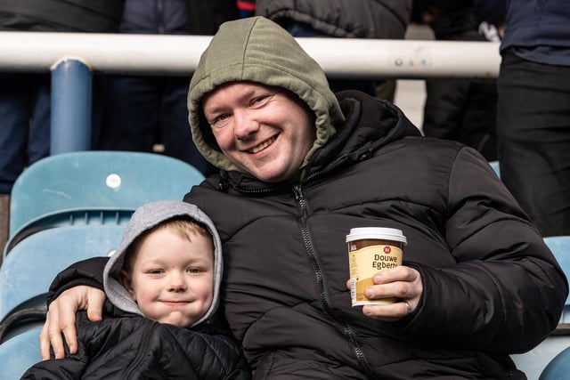 It was chilly at Peterborough and these two PNE fans have the right idea of how to keep warm