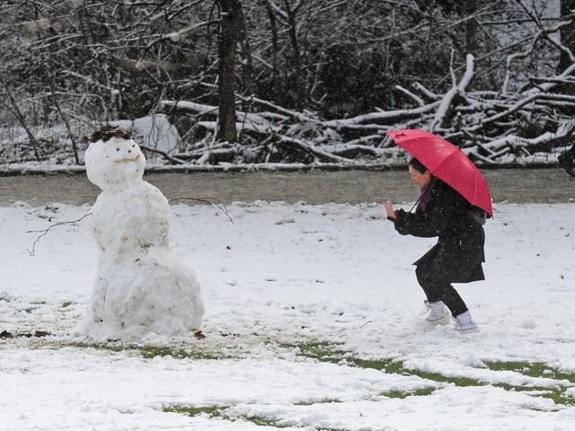 One woman headed to Roundhay Park and took a photo of her snowman creation.