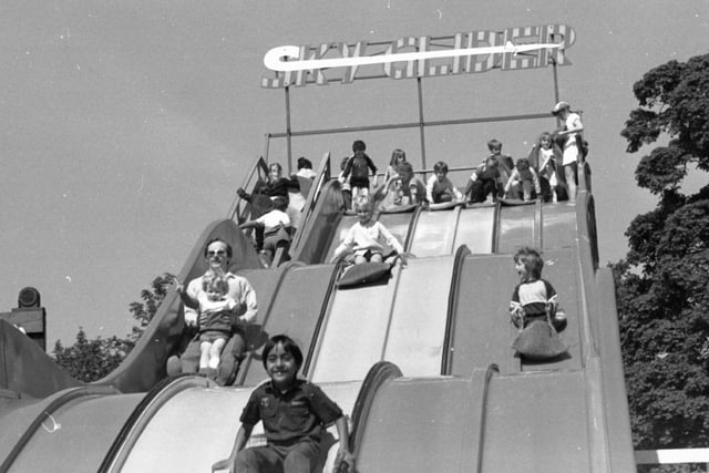 The Sky Glider was popular with children and adults as they raced each other down the slope