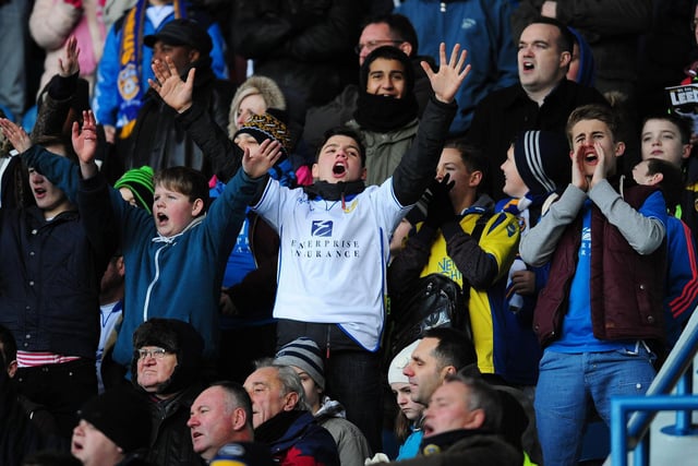 Leeds United fans in the stands during the FA Cup, Fourth Round match at Elland Road, Leeds. PRESS ASSOCIATION