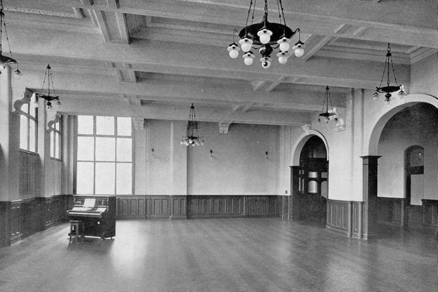 One of the assembly halls in the old main building pictured in the 1940s.
