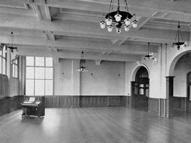 One of the assembly halls in the old main building pictured in the 1940s.