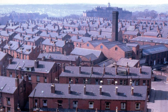 West Leeds High School is pictured in the distance in this photo taken from the top of Christ Church tower in April 1969.