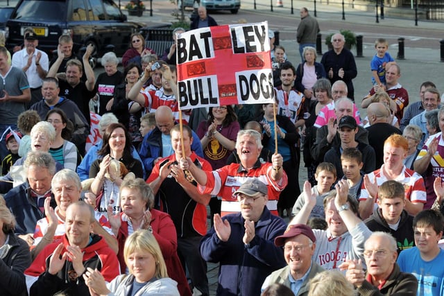 The Batley Bulldogs victory parade in Batley town centre, after winning the Northern Rail Cup.