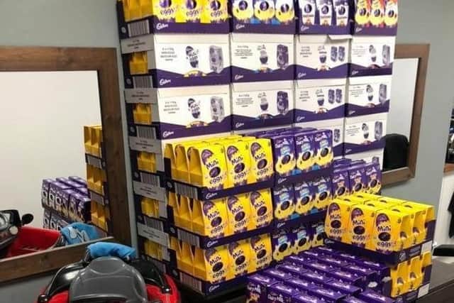 The business was closed for Easter, but still has 2,500 Easter eggs which they will be giving out when they reopen
