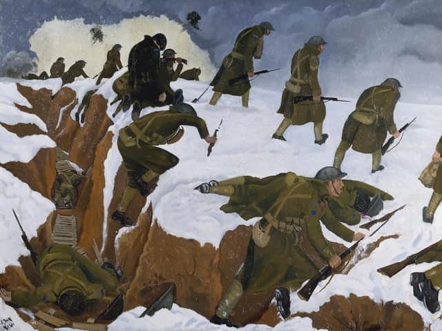 Towner - John Nash, Over the Top, 1st Artists Rifles at Marcoing, 30th December 1917, 1918, Oil on Canvas. Courtesy of the Imperial War Museum.