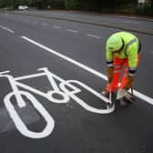 A new cycle lane is painted - picture by Eddie Mitchell