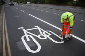 A new cycle lane is painted - picture by Eddie Mitchell